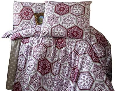 ZIRVEHOME Flannel Bed Linen 200 x 200 cm/2x Pillowcases 80x80 cm Verno V2 (100% Cotton)