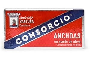 Consorcio - Filetes de Anchoa en Aceite de Oliva | 1 Lata de 45 gr | Anchoas de Santoña con Aceite de Oliva y Sal en Lata | 100% Natural