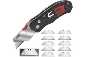 Mustbau 2 in 1 Taglierino Pieghevole Multifunzione, Coltello Professionale Retrattile per Impieghi Gravosi con 10 lame SK5 + 4 Teste di Cacciavite, Per Tagliare o Usare Come Cacciavite