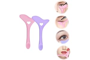 SVOCK 2 Pcs Lidstrich Schablone, Lidschatten Schablone, Eyeliner Schablone Silikon, Mascara Applikator, Eyeliner Schablone für Anfänger und Professionelles（Pink und Lila）