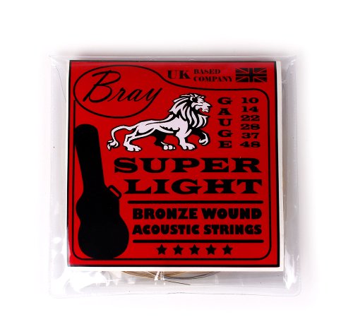 Bray Super Light Acoustic Guitar Strings Bronze Wound (10-48) For Lindo Apprentice Series, Dreadnought Acoustic Guitar & Ibanez V50NJP-NT Acoustic Guitars