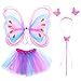 Produktbild Luoem Feenkostüm, Schmetterling, Kinder-Kostüm, für Mädchen von 4-8 Jahren, Feenflügel, Stab, Haarreif und Rock, 4-teilig