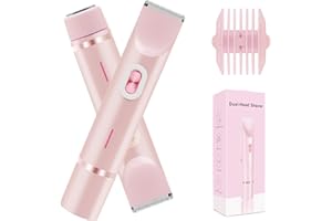 Horuili® Trimmer bikini ricaricabile a doppia testa per donne e uomini - Rasoio intimo per una pelle liscia - Depilatore elettrico della linea bikini (Rosa)