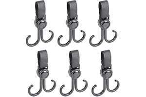 NOKDAL 6 Pezzi Ganci Passeggino Universali Ganci per Passeggino Porta Borse Gancio Passeggino per Borsa Spesa per Passeggino Gancio Borsa Passeggino Rotanti Accessori Passeggino per Fasciatoio, Borse