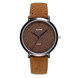 Challeng Herren Uhren, Quarz Armbanduhr Herrenarmbanduhr mit Lederarmband Braun Durable Batterie Life1-2 Jahre