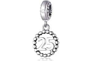 CHAWIN Number Bracelet Charms, 925 Sterling Silver Pendants/Beads Fit Pandora Charm Bracelets, Necklace, European Snake Chain,10/20/30/40/50/60 Dangling Charm for Birthday, Anniversary