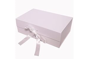 JAZLAX Large Luxury Gift Box for Presents Size 33x22x11cm, Magnetic Gift Box with Tissue Paper Birthday Wedding Bridesmaid Groomsman Anniversary Valentines Baby Gift (White with Ribbon)