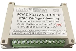 NUTBRO 6CH AC Triac Dimmer High Voltage DMX512 - Decodificador AC Triac DMX, regulador de intensidad AC110-220 V