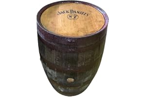 Cheeky Chicks Ltd Rustic Wooden Whisky Barrel Varnished With Logo. Recycled Solid Oak Garden Pub Patio Table Handmade Cask Furniture Home Bar Decor.