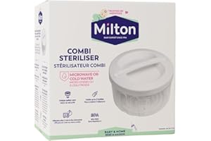 MILTON Combi Microwave Or Cold Water Steriliser in White – Fits Five Wide Neck Bottles of Any Brand