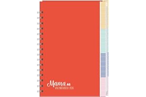 Mama AG Familienplaner Buch A5 2026: Roter Terminkalender mit 5 Spalten, Registerblätter und Schulferien. Buchkalender für die Familie. Familienkalender 2026. (Kalenderbücher Heye)