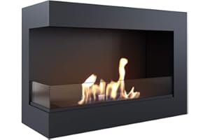 KRATKI Camino angolare Delta | Bioccamino 900 x 280 mm | Caminetto da parete con vetro 4 mm | Ideale per interni aperti e moderni | Certificazione TÜV – Rheinland | aperto a sinistra