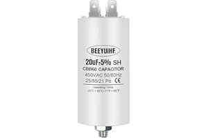BEEYUIHF CBB60 MotorKondensator 20µF 450V Kondensator 50/60Hz Anlaufkondensator 20UF Motorlaufkondensator Stecker M8 für Elektromotor 45 x 95 mm