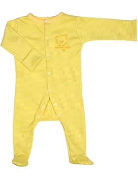 Milo & Malo Babystrampler Langarmstrampler / Schlafanzug in der Farbe GELB-WEIß - Größe 56, 62 und 68