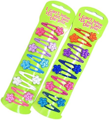 20 Flower Charm Hair Clips Hair Grips Slides Snap on Clips Hair Accessories (2 Cards)