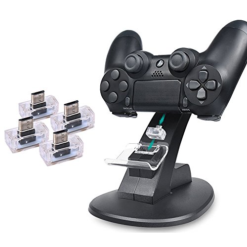 Preisvergleich Produktbild PS4 Controller Ladegerät, Baffect PS4 controller charging stand Neu mit unabhänige Terminal Adapter Ladestation Aufladenstation Ladeständer für Sony Playstion 4 Controller, Docking Ladestation für PS4 Gamepads, schwarz