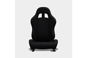 M MODAUTO Asiento Deportivo Coche,Semibaquet Ajustable,de Tela,Adaptable para Coches,Ríeles incluidos,Conductor y Pasajero,para Coche y Simulador de Conducción,Modelo N100L,Negro