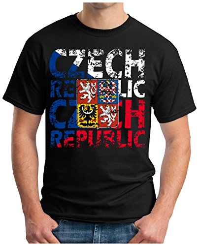 OM3 – CZECH-REPUBLIC – T-Shirt CESKÁ REPUBLIKA EM 2016 FRANKREICH FRANCE FUSSBALL FANSHIRT SOCCER CUP SPORT TRIKOT EUROPAMEISTER, M, schwarz