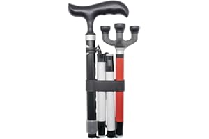 VISIONU 84-96cm Regolabile Alluminio Bastone Telescopico Bianco Pieghevole, Bastone per Anziani a tre Gambe