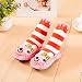 Moolecole Baby Toddlers Kids Indoor Slippers Shoes Socks Moccasins NON SKID Pink Striped Rabbit Floor Socks 0-6, 6-12, 12-18 Months