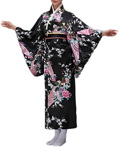 Womens Japanese Traditional Kimono Bathrobe Dressing Gown Cosplay Costumes