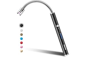 ‎RONXS RONXS Stabfeuerzeug, Lichtbogen Feuerzeug Elektrisch mit Längerer Hals, Sicherheitsschloss - Kerzen Gadgets, Typ C Aufladbar Plasma Kerzenanzünder für Küche Herd Camping, Feuerwerk Kamin (Mattschwarz)