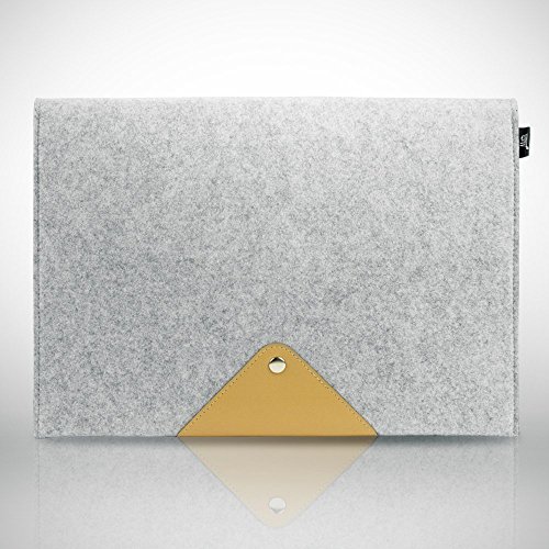 13-13.3 Zoll MacBook Air Hülle / MacBook Pro Retina Hülle, Natur® 13″ 13.3″ Filz Sleeve Hülle Ultrabook Laptop Tasche aus PU Leder Laptop Schutz Hülle mit Zusatzfächern – Grau - 3