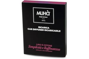 MUHA' | Profumatore Auto Ricarica, Fragranza Lino e Cotone, Rilascio Graduale di Profumo