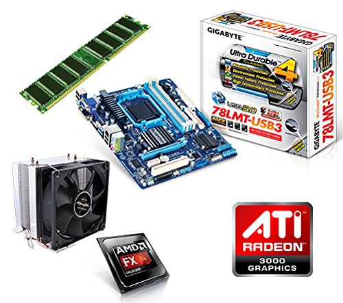 One PC Aufrüst-PC | AMD FX-Series Bulldozer FX-8350, 8x 4.00GHz | montiertes Aufrüstset | Mainboard: Gigabyte GA-78LMT-USB3 | 8 GB RAM (1 x 8192 MB DDR3 Speicher 1600 MHz) | CPU Mainboard Bundle | Grafik: ATI Radeon HD 3000 | Gehäuse: ONE Design-Gehäuse Midi-Tower | 350 Watt leise, 120mm | komplett fertig montiert inkl. 24 Monate Garantie! - 2