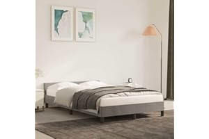 ‎VIDAXL vidaXL Rama łóżka z zagłówkiem, jasnoszara, 120x200 cm, aksamitna