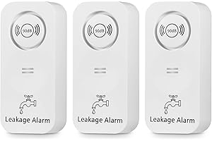 TOWODE Wassermelder Wasseralarm 3er-Pack, 90 dB Alarm-Sensor, empfindlicher Leck- und Tropf-Alarm, geeignet für Küche, Toilette, Boden, batteriebetrieben