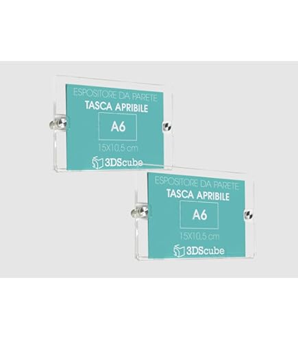 4 Espositori Plexiglass Per Depliant A6 - Porta Avvisi Da Parete Con Distanziali Alluminio - Foto 2