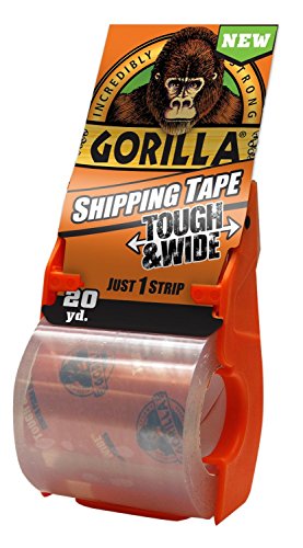 Gorilla Packing Tape Tough & Wide with Dispenser for Moving, Shipping and Storage, 2.83" x 20 yd, Clear, (Pack of 1)