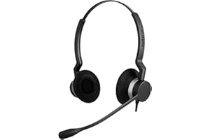 Jabra Biz 2300 USB-A UC Casque Stéréo Intra-auriculaire - Casque Antibruit Filaire Communications Unifiées avec Unité de Contrôle pour Téléphones de Bureau et Logiciels de Téléphonie Noir