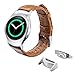 Produktbild Armband für Gear S2, 20mm Leder Armband Echtes Leder Uhrenarmbänder für Samsung Gear S2 Smart Watch SM-R720/R730 (Braun+Silber)