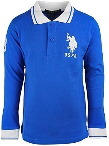 Boys US Polo USPA Motif Long Sleeve Cotton Polo Shirt Collared Top sizes from 3 to 12 Years