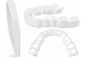 2 Pièces Prothèses Instantanées de Facettes Fausses Dents Sourire Dentier Dentaire Top Fausses Dents avec Mini Pinces pour Hommes et Femmes