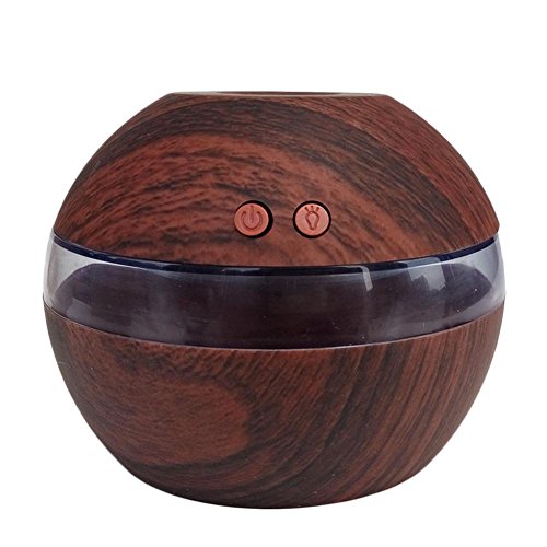 Preisvergleich Produktbild KOBWA Aromaöl Oil Ölen Diffuser Aromatherapy Ultraschall Luftentfeuchter Reiniger mit LED Licht für Baby, Beauty-Salon, Spa, Yoga, Schlafzimmer, Wohnzimmer, Konferenzraum (Dark Holzmaserung)