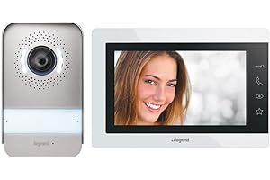 LEGRAND Easy Kit Essential Kit Videoportero, Monitor Interior, Placa de Calle Gran Angular y Visión Nocturna, Control de Puertas y Portales, Instalación Enchufable Sencilla (367910)