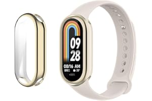 QINOUK Hülle für Xiaomi Smart Band 9 mit Eingebautem Bildschirmschutz, [2-Pack] [Anti-Kratz] Galvanik Weiche TPU Hülle für Xiaomi Smart Band 9-Gold