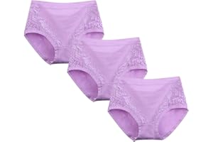 CARGIS Plus Size High Waist Leak Proof Cotton Panties,2023 Newest Leakproof Lace Cotton Panties,High Waist Panties Women's Soft Breathable Briefs Underwear