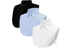 DGUSO 3 Stück Krageneinsatz Damen Bluseneinsatz Damen, Blusenkragen Einsatz, Hemdkragen Einsatz Herren Eine Größe Passt am Meisten, für Herren und Damen(Schwarz Blau Weiß)