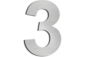 qobobo® Hausnummer Edelstahl 3 Hausnummernschild Gebürstet Hausnummern Hausnummernschilder Edelstahl Strassenschild Groß 150mm (1 Stück)