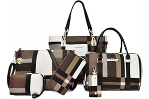 Opurtdor Sac a Main Femme Dames 6 Pièces Sac a Main Femme Bandouliere Embrayage Top Handle Totes Crossbody Sacs en cuir PU Moyen Sac à l'épaule pochette Femme Sac à main Portefeuille Porte Cartes