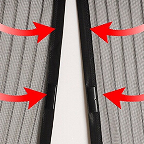 vinallo magnetisch Bildschirm Tür 99,1 x 210,8 cm (100 x 210 cm) Vorhang in stabiler Stoff und Klettverschluss mit Full Frame passt die Tür Größe bis 39–82 Max (schwarz) - 4