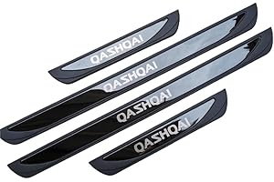 YINTMI 4 Pcs Car Door Sill Protector for QASHQAI 2016-2022, Stainless Steel Kick Plates Welcome Pedal, Non-Slip Auto Styling Decoration Accessory (Black)