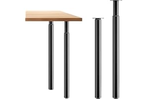 CROWNSHOP 2PCS Table Legs, Adjustable Metal Breakfast Bar Leg, 71-110 cm Height, 60 mm Diameter, Folding Design for Kitchen Worktop, Dining Table (Black, 2PCS)