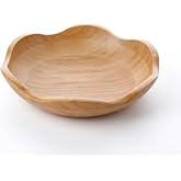 Deconox Dekoratif Bambu Kase 20 cm ve 25 cm &Ouml;l&ccedil;&uuml; Se&ccedil;enekli, Dalgalı Kenarlı Sunum Kasesi, &Ccedil;erezlik, Kuruyemiş, Kuru Meyve, Şe