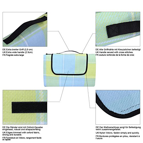 Songmics 195 x 150 cm Picknickdecke wärmeisoliert wasserdicht GCM50L - 4
