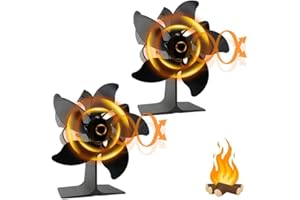 Aotecno - Juego de 2 ventiladores de estufa de madera, 5 aspas, ventilador de madera, ventilador de chimenea silencioso y económico, accesorios para quemador de madera, para estufa de leña